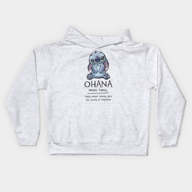 Ohana Means Family Kids Hoodie by DizDreams with Travel Agent Robyn